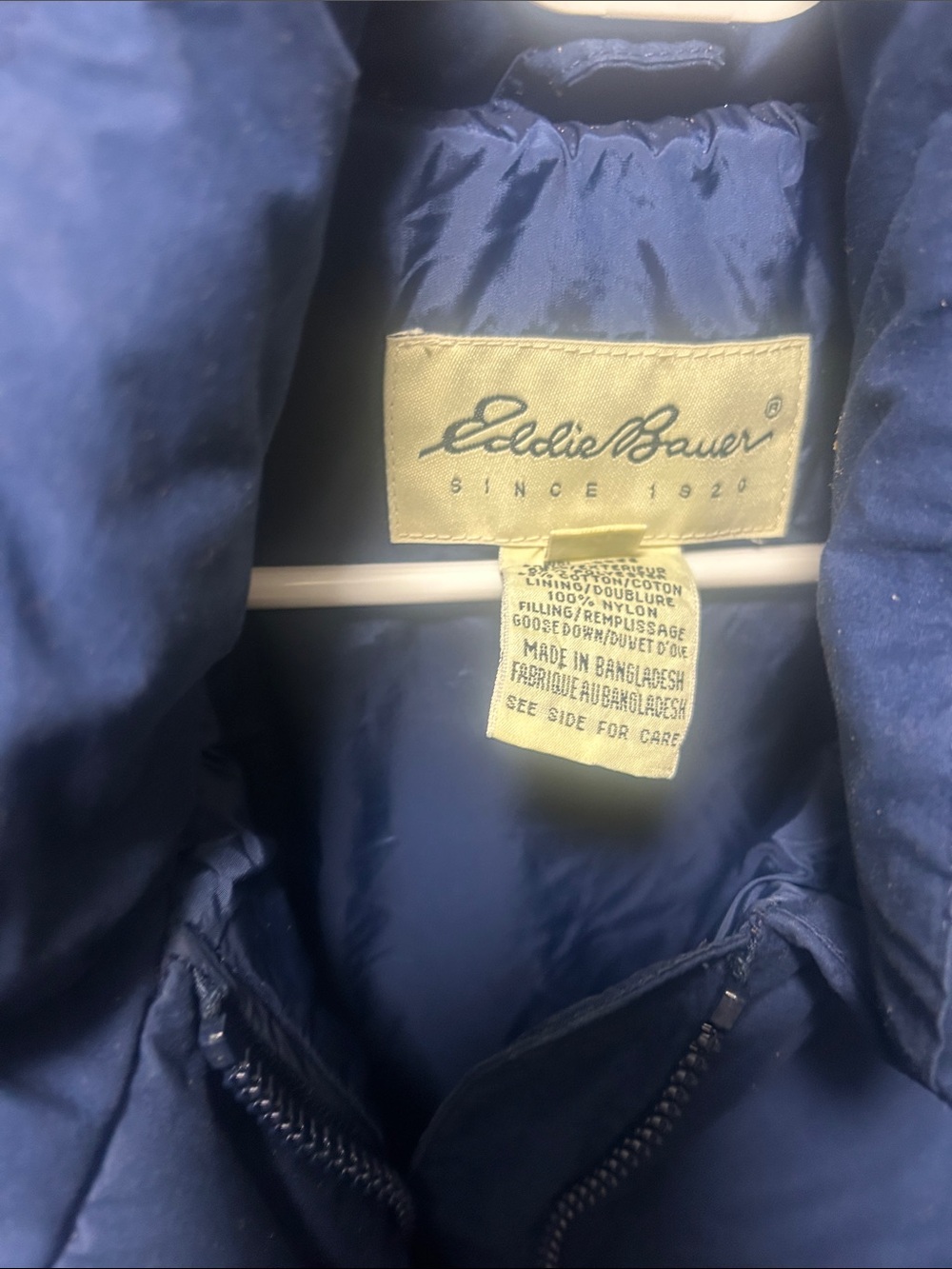 Eddie Bauer Dark Blue Quilted Down Jacket